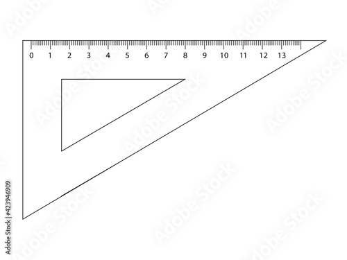 Measuring tool. Ruler, Triangle Ruler for school and business. 
Vector illustration. 