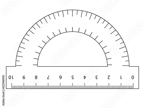 Measuring tool. Ruler, Protractor for school and business. Vector illustration. 