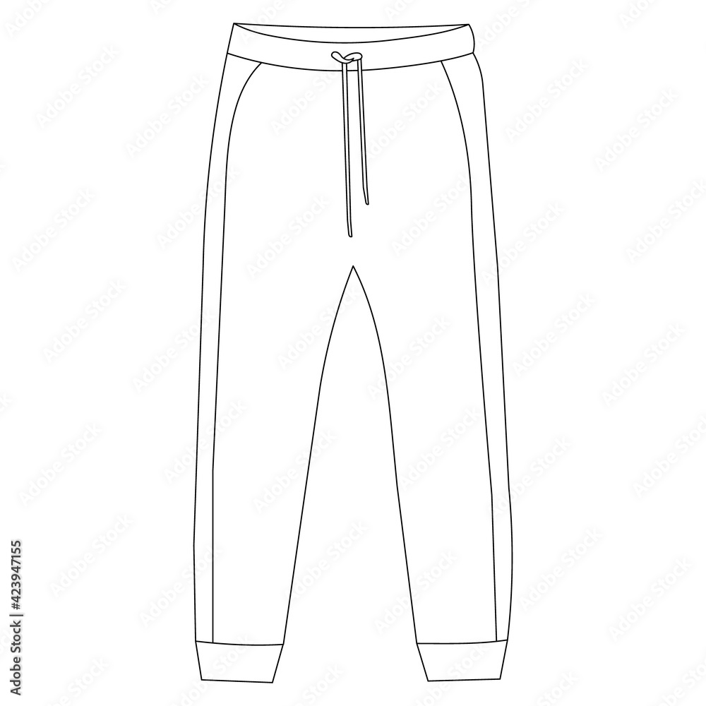 vector isolated contour sketch of sweatpants Stock Vector