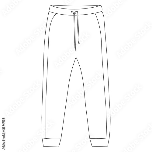 vector, isolated, contour, sketch of sweatpants