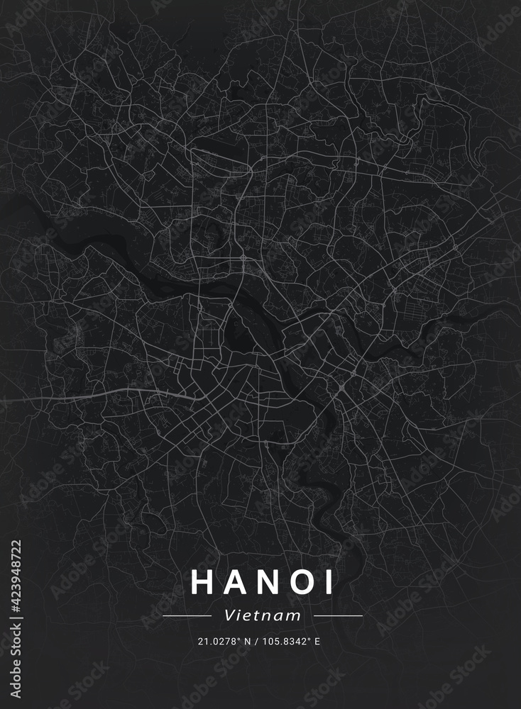 Map of Hanoi, Vietnam