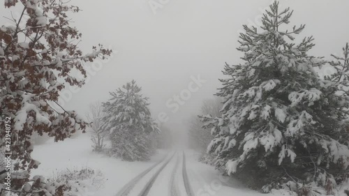 Driving The Roads On Parnonas Mountains In Winter, Peloponnes, Greece photo