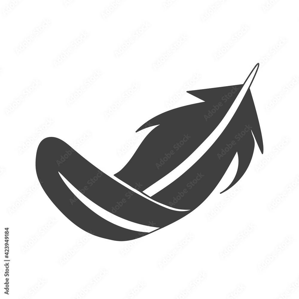 Feather flat icon. Pictogram for web. Line stroke. Isolated on white background. Vector eps10