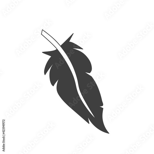 Feather flat icon. Pictogram for web. Line stroke. Isolated on white background. Vector eps10