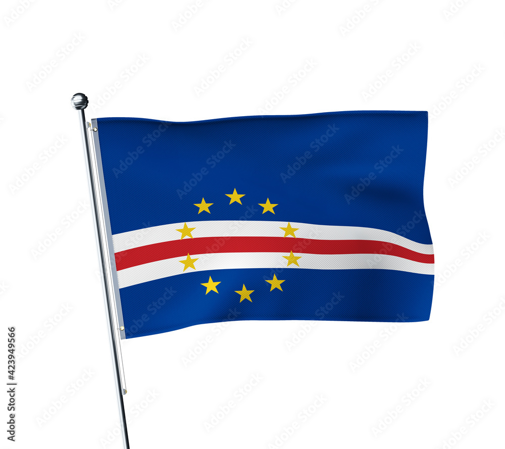 3D representation Realistic textured flag of Cape Verde for composition 3D representation Realistic textured flag of Cape Verde for composition