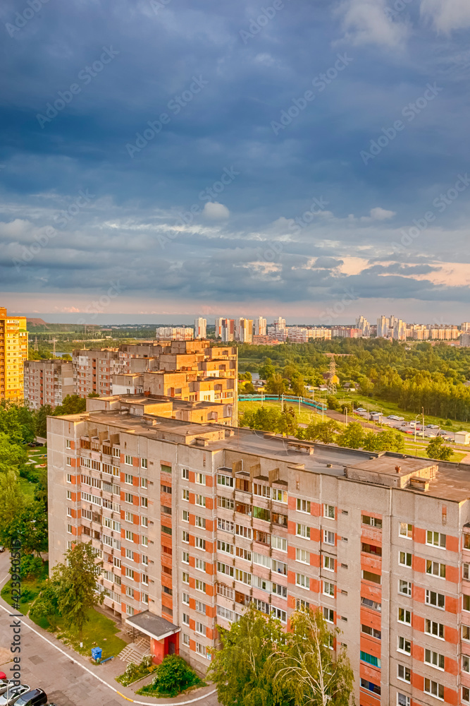 Daytime Image of Minsk City During Summer Evening Taken From High Point.