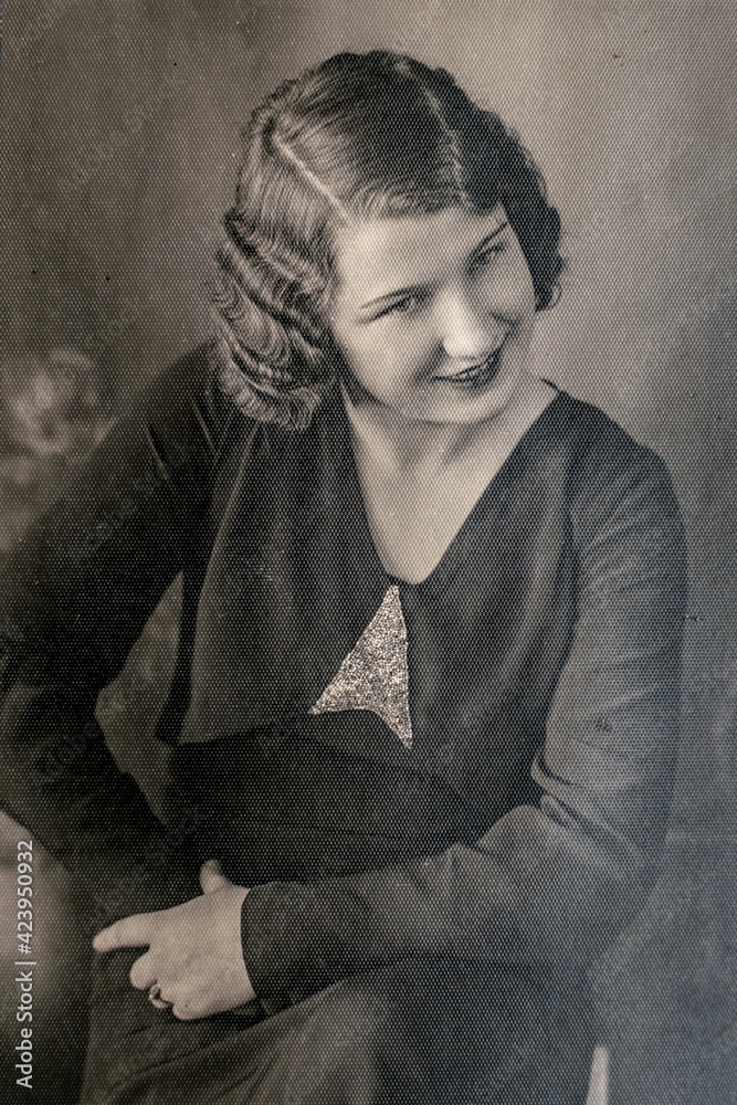 Germany - CIRCA 1930s: Lady. portrait. Female in studio. Vintage Carte de Viste Art Deco era photo