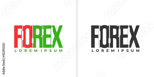 forex logotype in green and red candle stick wordmark logo design vector