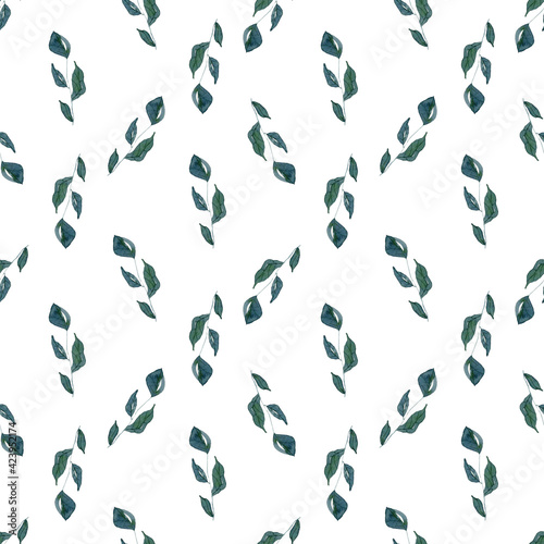 Leaves seamless pattern. Backgrounds and wallpapers for invitations, cards, fabrics, packaging, textiles, posters. Watercolor floral illustration. 