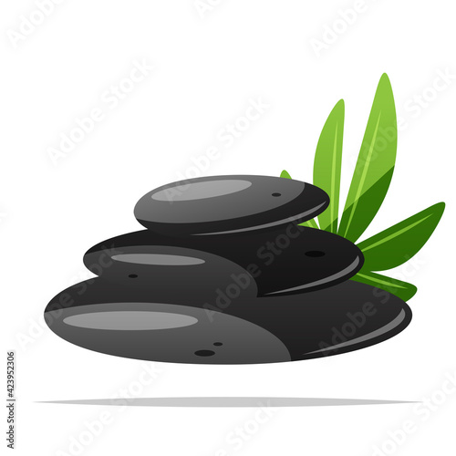 Spa stones with leaf vector isolated illustration
