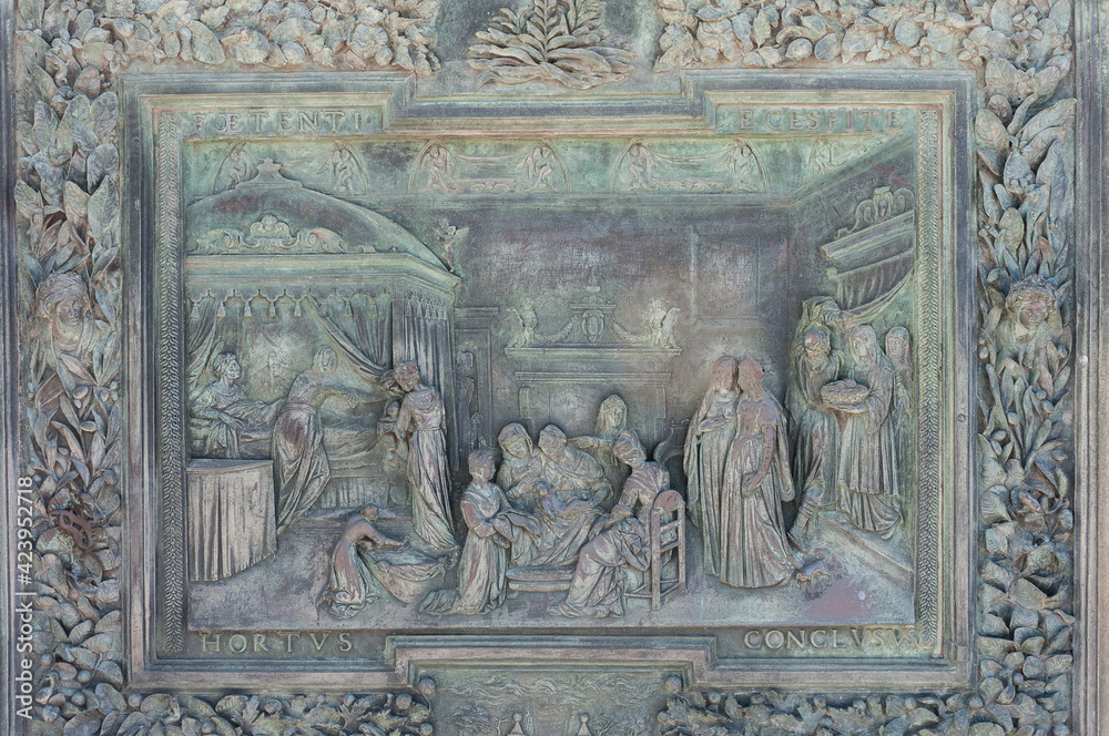 Bas-relief on the entrance portal of the cathedral of Pisa