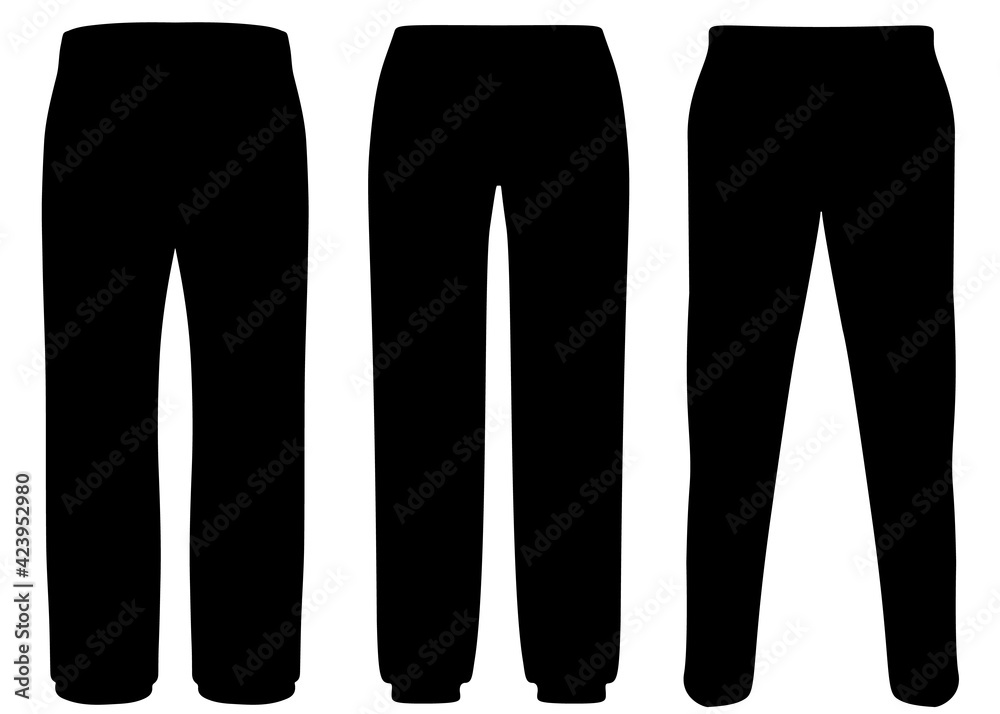 Mens sports pants in a set. Vector image.