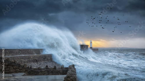 Crashing waves at Porthcawl. photo