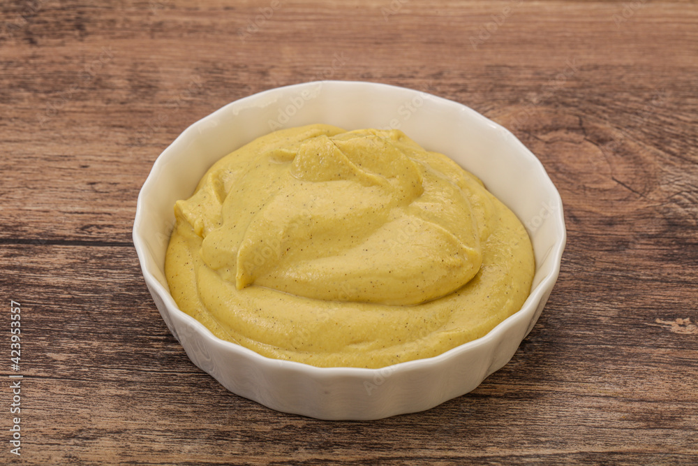 Dijon mustard sauce in the bowl