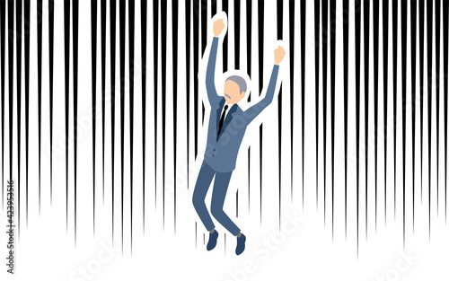 奈落に落ちる人、落下の効果線つき