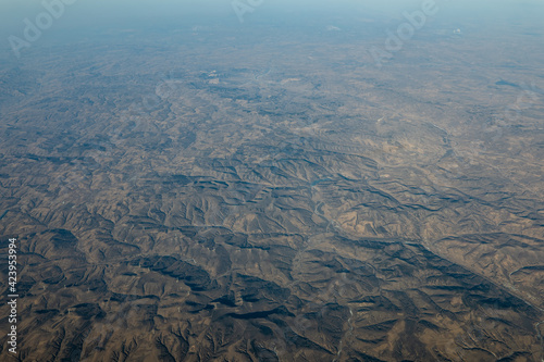 mountains landscape seen from an airliner