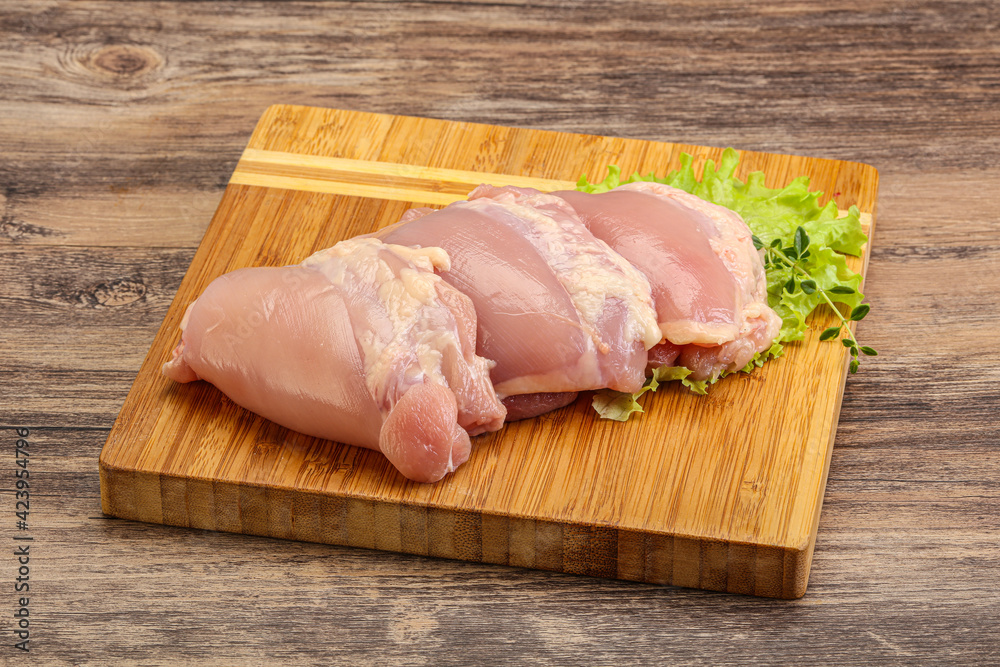 Raw chicken boneless and skinless leg Raw chicken boneless and skinless leg