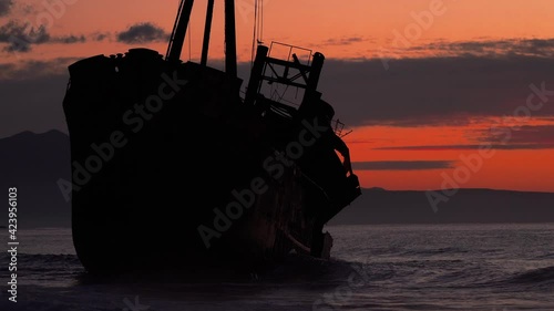 Dimitrios Shipwreck At Sunrise, Peloponnes, Greece photo