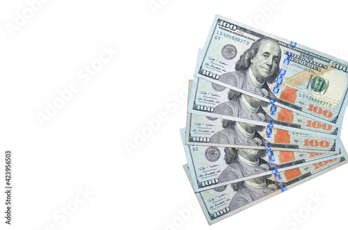 Fan of dollars currency isolated. Finance and business concept. free copy space for text . Most popular money in the world