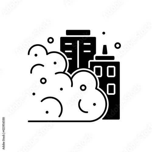 Sand storm black linear icon. Dangerous small dust parts in wind. Rubbish spreading around all planet. Outline symbol on white space. Vector isolated illustration