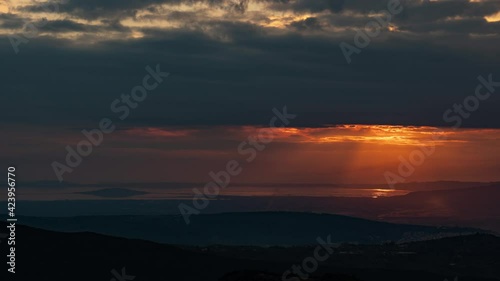 Time Lapse, Sunset View Onto Ambracian Gulf And Arta, Greece photo