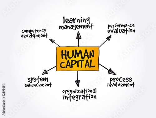 Human capital mindmap, business management strategy concept background