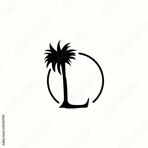 logo coconut tree with letter l vector design	