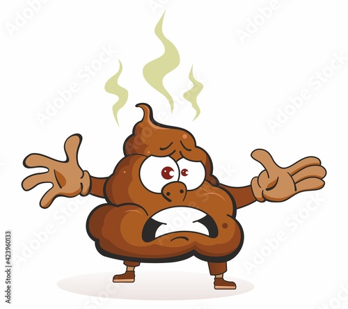 Cartoon poop emoji angry poo excrement character Vector Image
