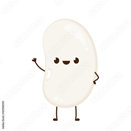 White kidney beans character design. White kidney beans vector.