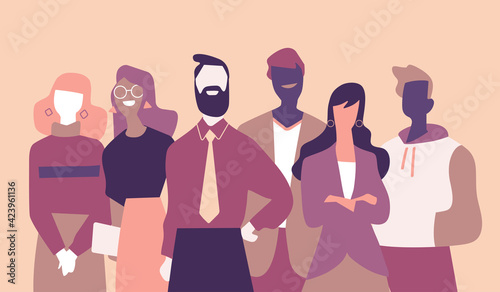 Squadra di giovani professionisti di successo fatta di uomini e donne