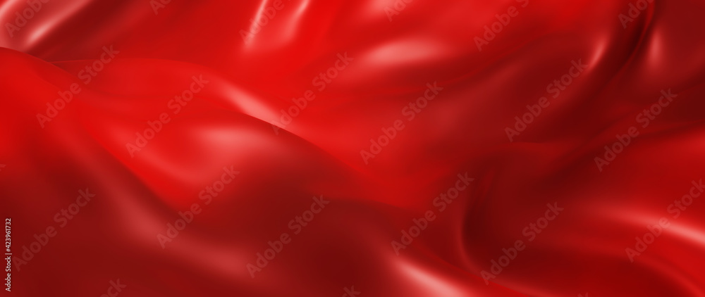 3d render of dark and red cloth. iridescent holographic foil. abstract art fashion background.