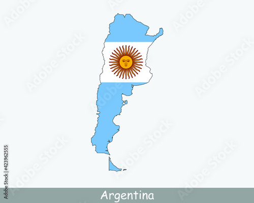 Argentinean Map Flag. Map of Argentina with the national flag of Argentina isolated on white background. Vector illustration.