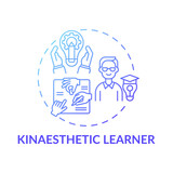 Kinaesthetic learner blue gradient concept icon. Tactile learning. Self development and improvement in studying idea thin line illustration. Vector isolated outline RGB color drawing