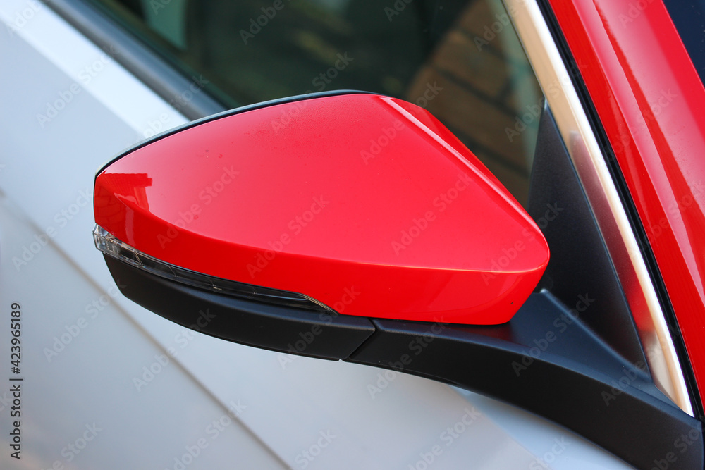 Red car mirror