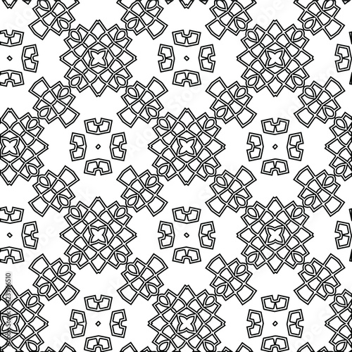 Geometric vector pattern with triangular elements. Seamless abstract ornament for wallpapers and backgrounds. Black and white colors. 