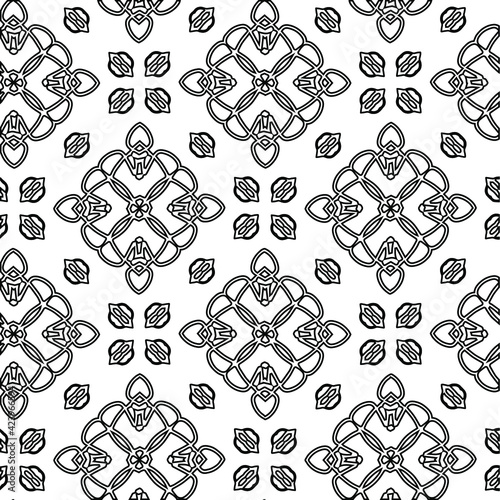 Geometric vector pattern with triangular elements. Seamless abstract ornament for wallpapers and backgrounds. Black and white colors. 