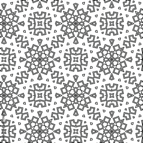 Geometric vector pattern with triangular elements. Seamless abstract ornament for wallpapers and backgrounds. Black and white colors. 