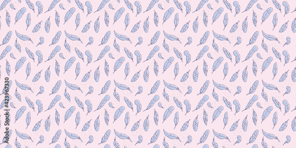 Feather seamless repeat pattern vector background