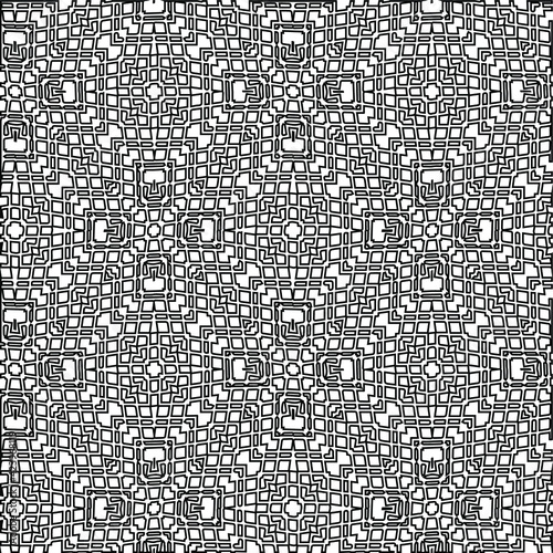 Geometric vector pattern with triangular elements. Seamless abstract ornament for wallpapers and backgrounds. Black and white colors.
