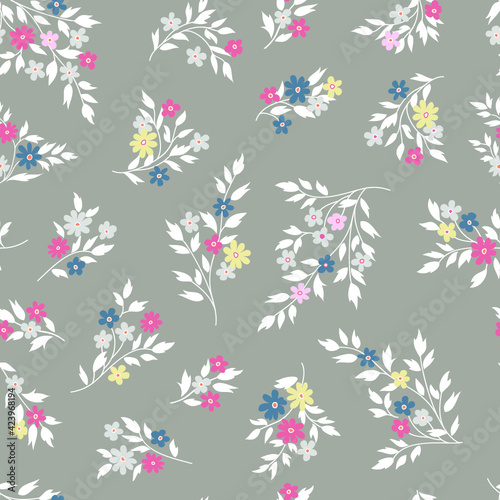 Floral seamless pattern. Flower background. Floral seamless texture with flowers. Flourish tiled decorative drawn ornamental wallpaper.