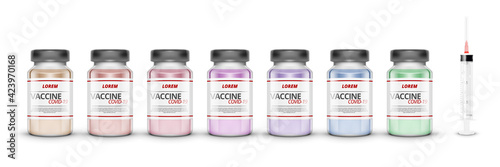 3D Bottles With All COVID-19 Vaccines And Syringe