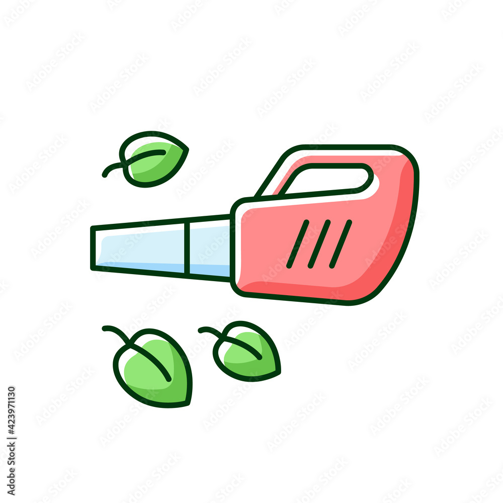 Leaf blower RGB color icon. Gardening tool. Getting leaves and grass