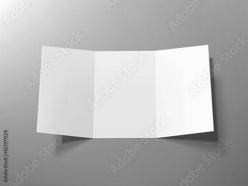 3D Open Trifold Paper Booklet With Shadow