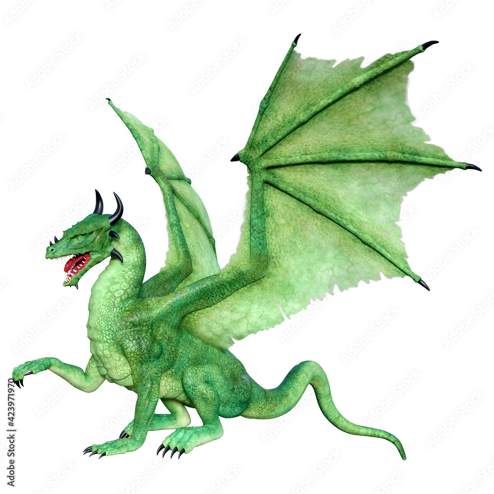 Fototapeta premium 3D Rendering Fairy Tale Dragon on White