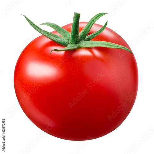 Tomato isolated. Tomato on white background with clipping path. Full depth of field.