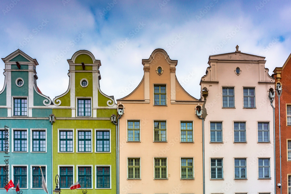 Colorful houses in the old town of Gdansk, Poland