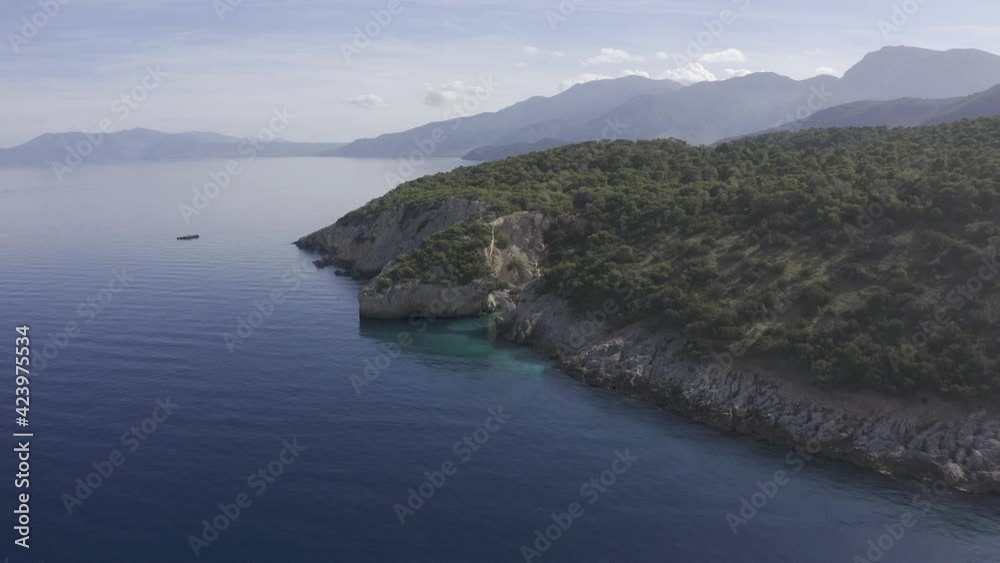 Aerial, Cave Of The Seals, Peloponnes, Greece Aerial, Cave Of The Seals, Peloponnes, Greece