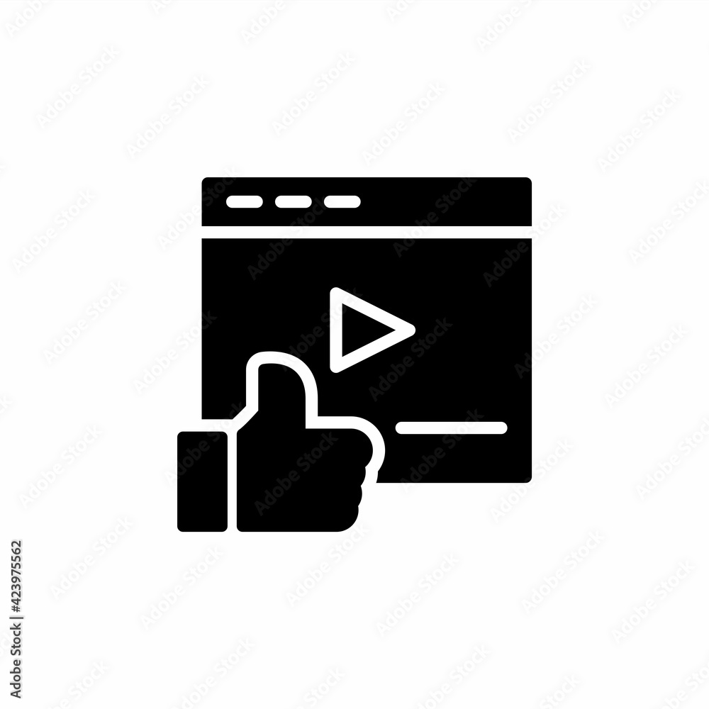 Liked video and thumbs up icon with glyph style Liked video and thumbs up icon with glyph style