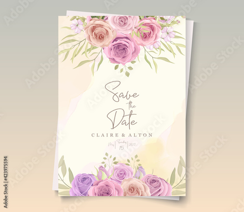 Modern wedding invitation design with romantic roses