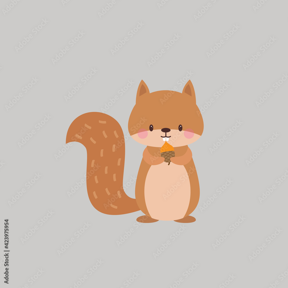 Obraz premium vector illustration animal cute cartoon design background fashion style t shirt sport casual top clothing fabric short template graphic print cool fabric uniform zoo happy icon white funny squirrel